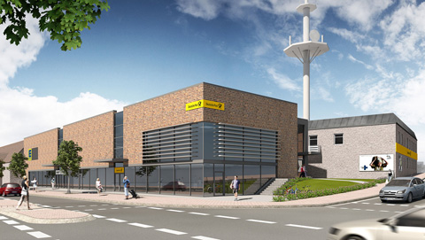 Visualisierung SB-Markt Lauenburg -- Entwurf Nickel Architekten